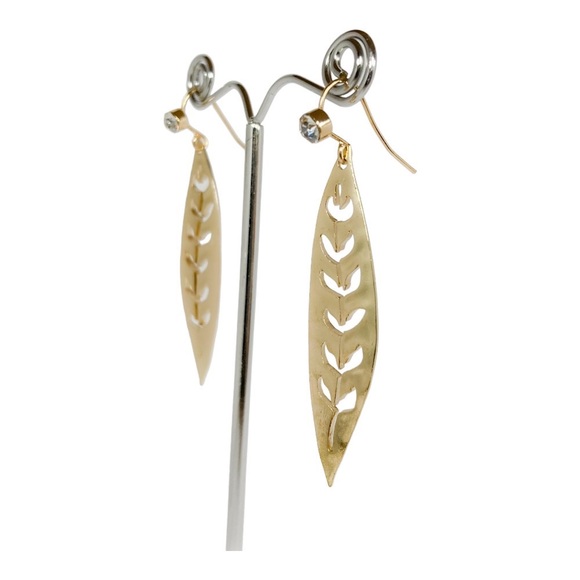 Gold Leaf Dangle Earrings - Picture 5 of 5